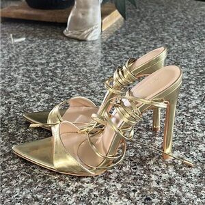 Gold Strappy High Heels